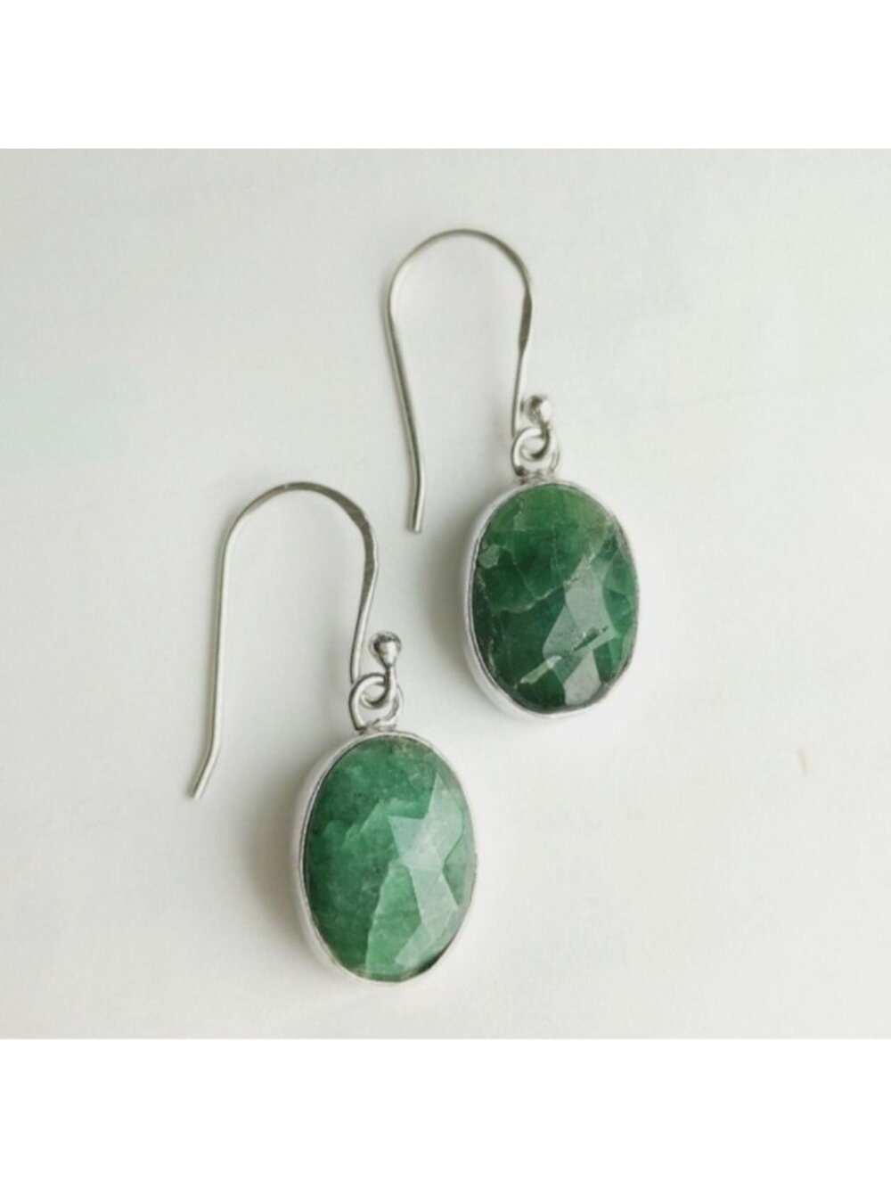 NEW Emerald gemstone earrings in Sterling Silver